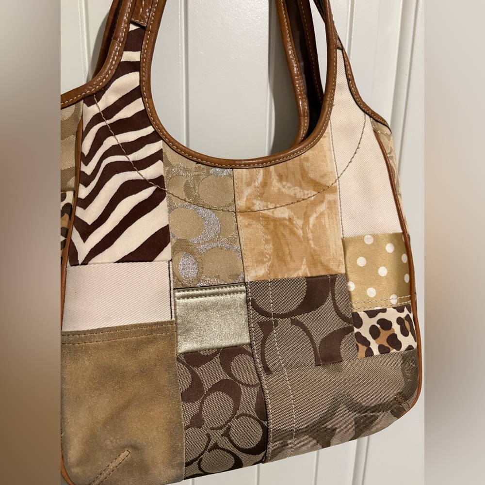 Coach Ergo Tote Patchwork Beige Brown Pebbled Leather Y2K Vintage LIKE NEW - Picture 4 of 6